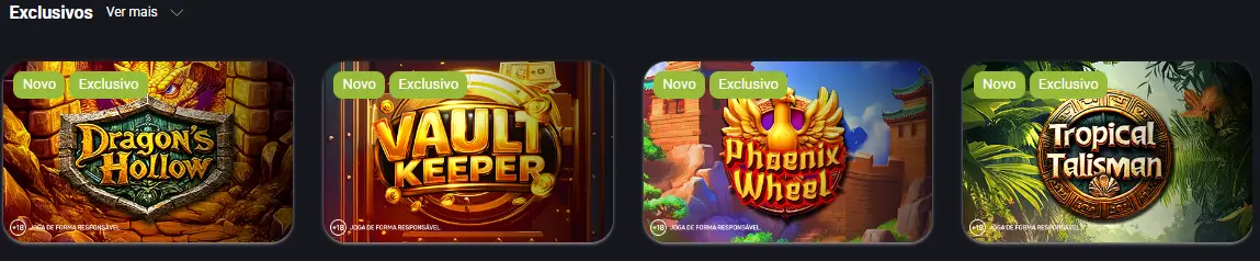 Biblioteca de jogos de mesa, slots e casino ao vivo